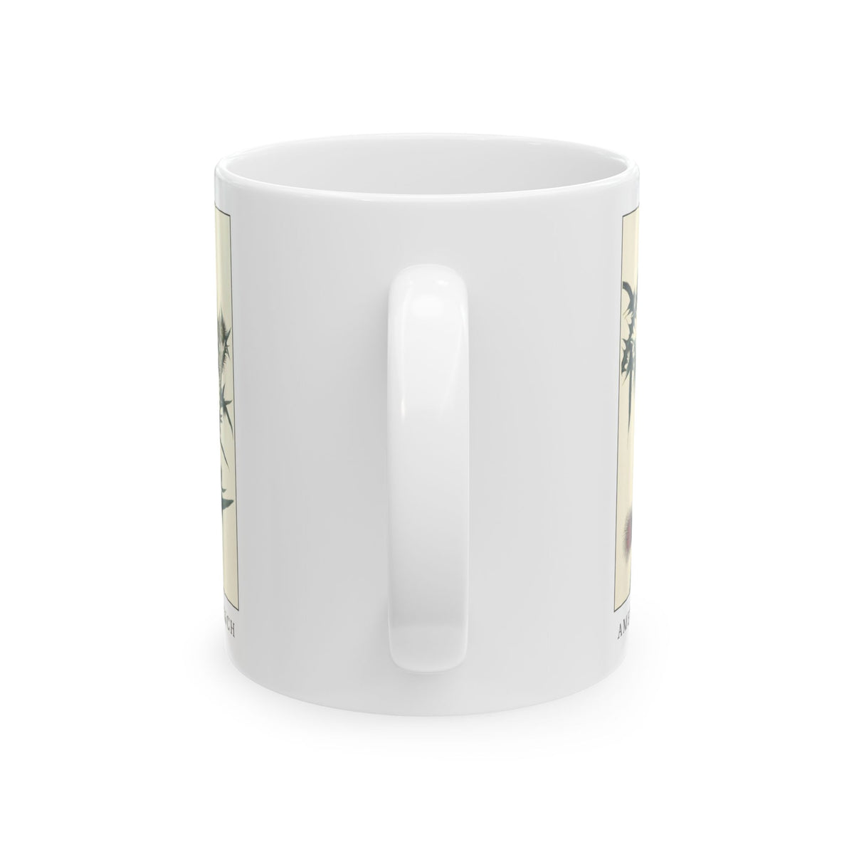 American Goldfinch vintage bird mug, 11oz white, handle side view