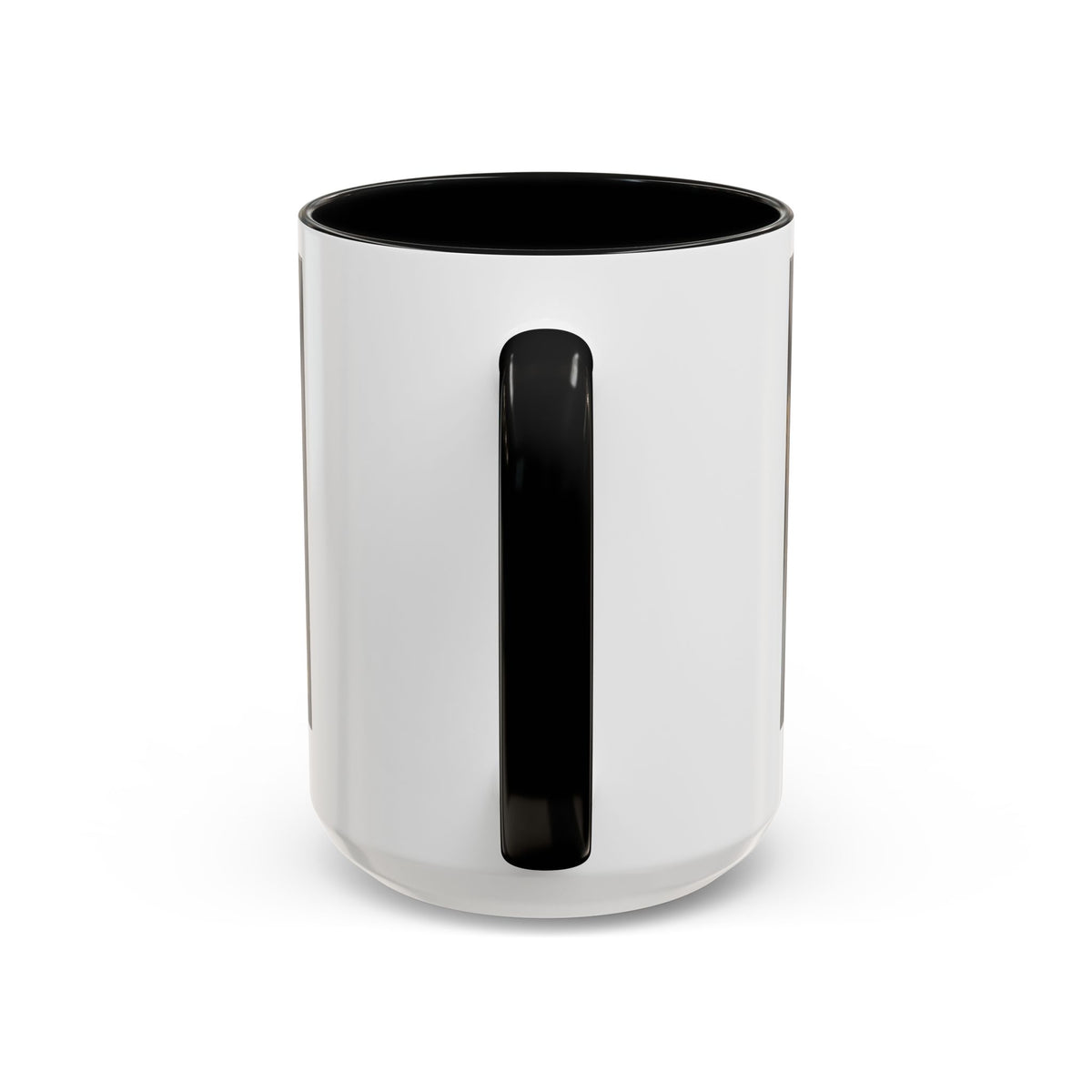 Snowy Owl vintage bird mug, 15oz white with black inside and handle, handle side view