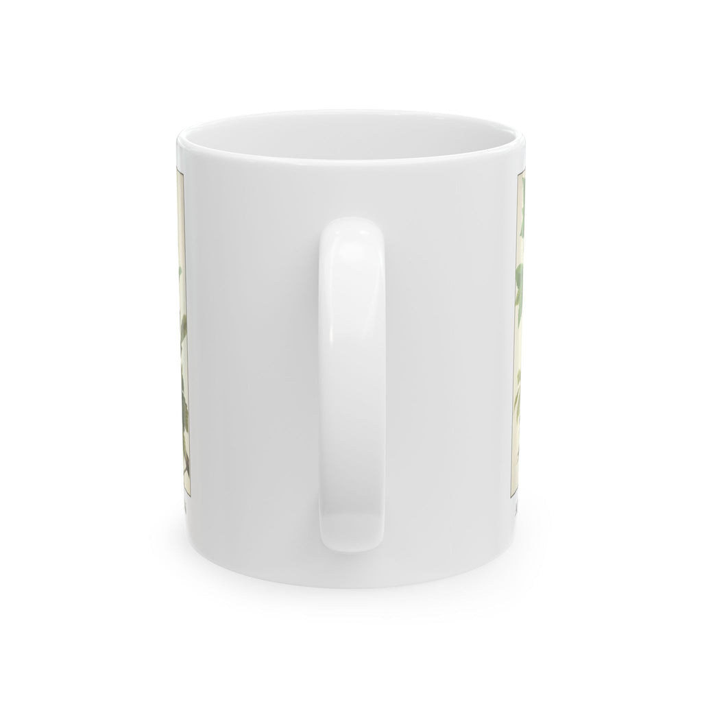 American Robin vintage bird mug, 11oz white, handle side view
