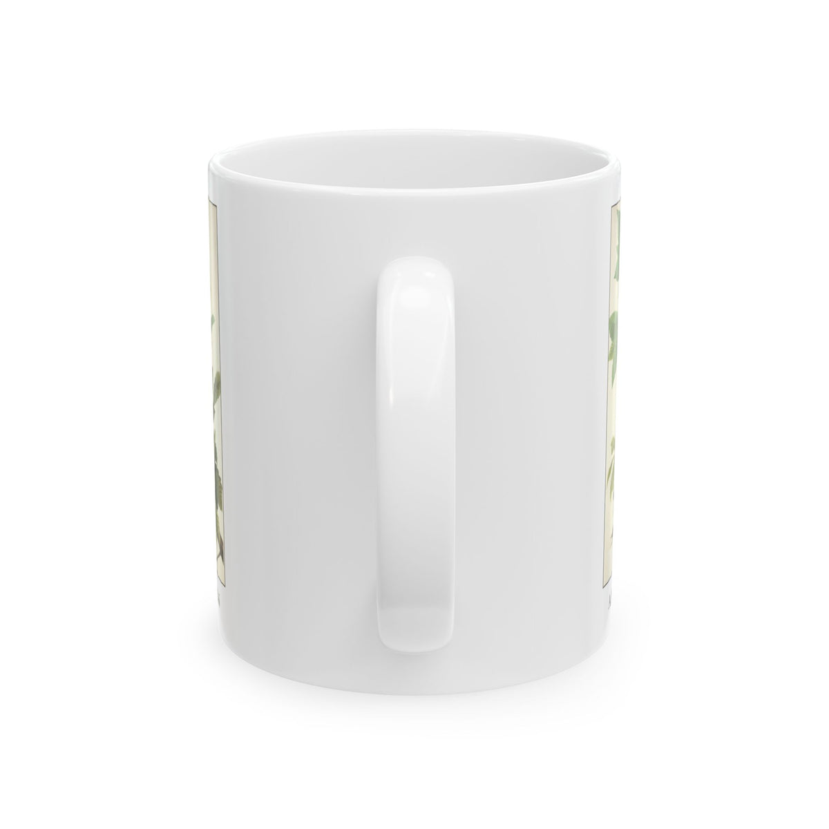 American Robin vintage bird mug, 11oz white, handle side view