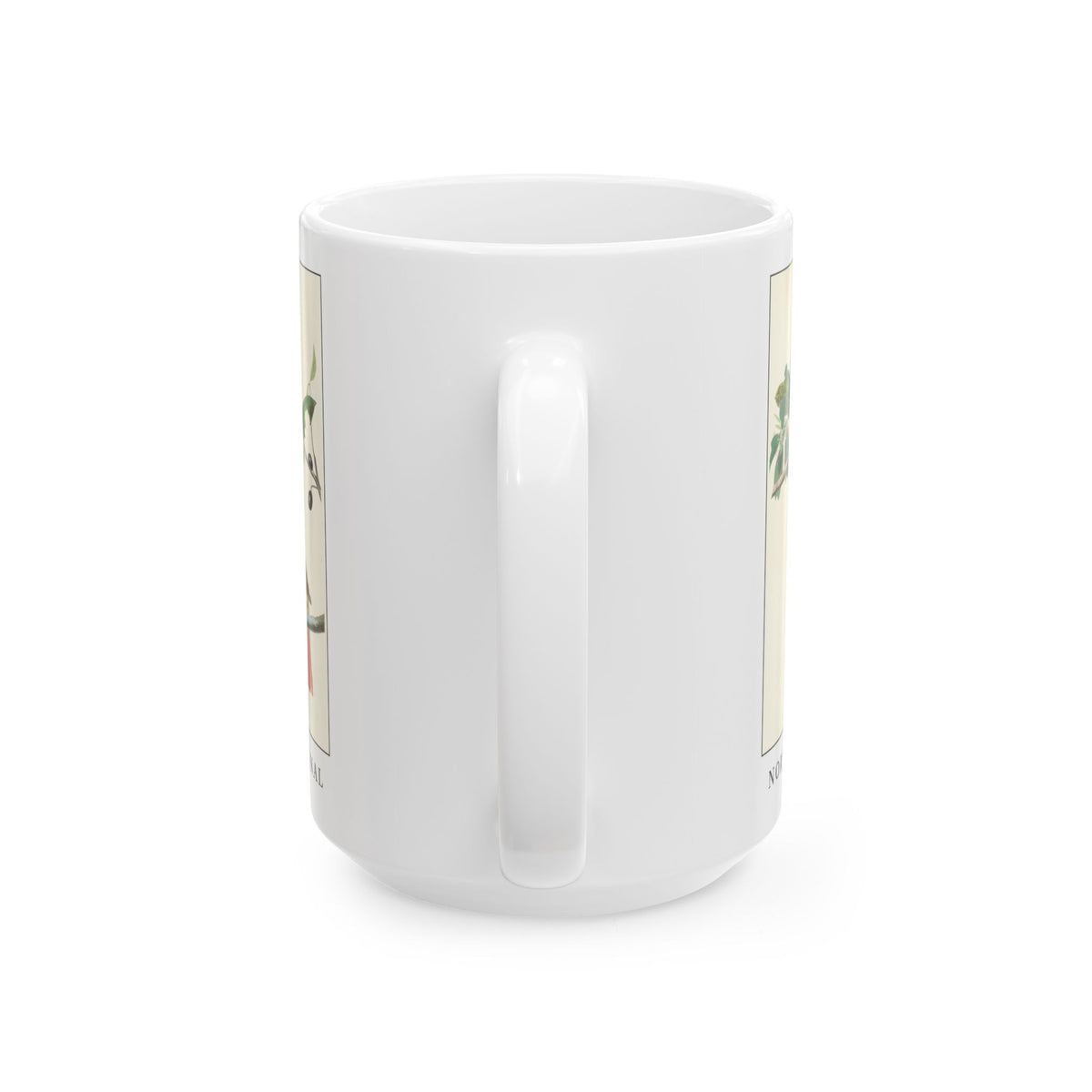 Northern Cardinal vintage bird mug, 15oz white, handle side view
